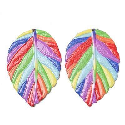 Rainbow Color Printed Iron Pendants RN-CBA3547-02F-1