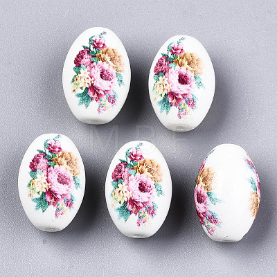 Printed & Spray Painted Opaque Glass Beads LS-GLAA-S047-07B-D03-1