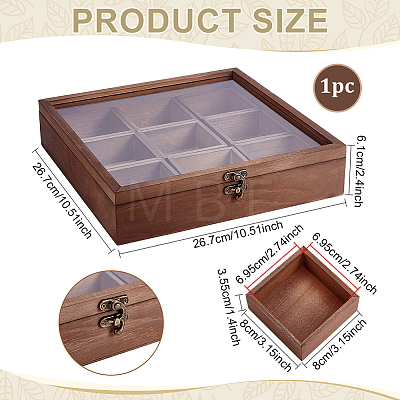1Pc Detachable 9-Grid Wooden Storage Gift Boxes AJEW-PH0010-33-1