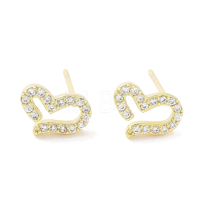 Brass Micro Pave Clear Cubic Zirconia Studs Earring for Women EJEW-S217-A10-1
