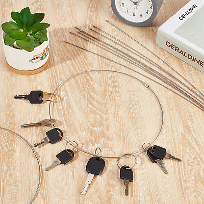 10Pcs Stainless Steel Cable Wire Keychains STAS-ME0003-35-1