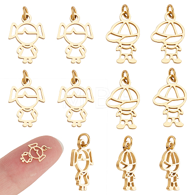 12Pcs 2 Style 304 Stainless Steel Charms STAS-DC0008-70-1