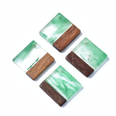 Transparent Resin & Walnut Wood Pendants RESI-T035-31A-1