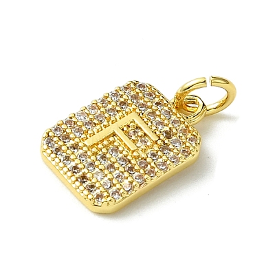 Rack Plating Brass Micro Pave Clear Cubic Zirconia Charms KK-G501-01F-G-1