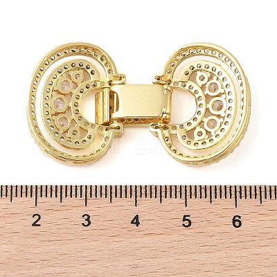 Rack Plating Brass Micro Pave Clear Cubic Zirconia Fold Over Clasps KK-S384-04G-1