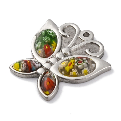 Handmade Millefiore Glass Pendants STAS-Q342-02P-1