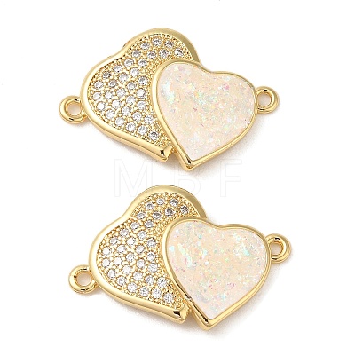 Rack Plating Brass Micro Pave Clear Cubic Zirconia Connector Charms KK-P268-20G-02-1