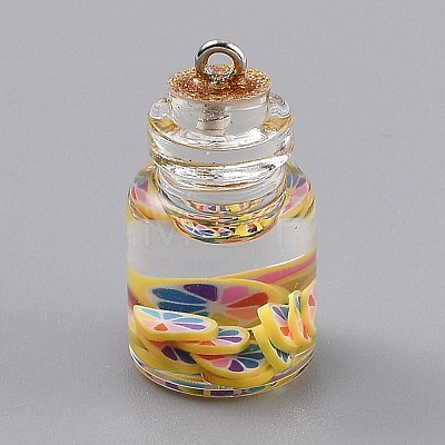 Transparent Glass Wishing Bottle Pendant Decorations EGLA-B002-02E-1