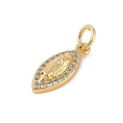 Brass Micro Pave Clear Cubic Zirconia Charms KK-E111-32A-G-1