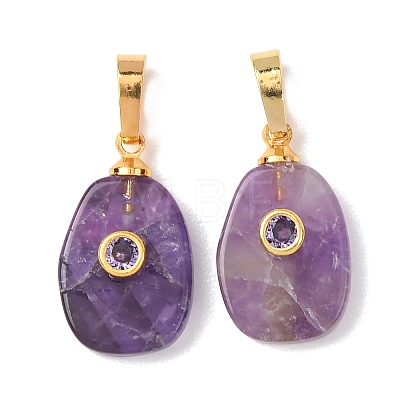 Natural Amethyst Pendants G-P628-02G-06-1