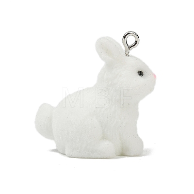 Animal Theme Flocky Opaque Resin Pendants RESI-H042-01P-04-1