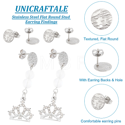 Unicraftale 40Pcs 304 Stainless Steel Stud Earring Findings STAS-UN0055-11-1