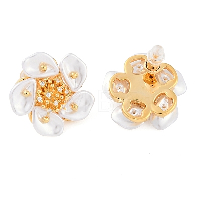 Flower Brass Stud Earring EJEW-L288-006G-1
