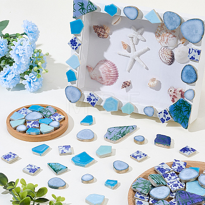 500G 4 Styles Mosaic Tiles Porcelain Cabochons DIY-SP0007-73-1
