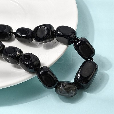 Dyed Natural Agate Cuboid Graduated Beaded Necklaces with Alloy Clasps NJEW-C113-01B-1