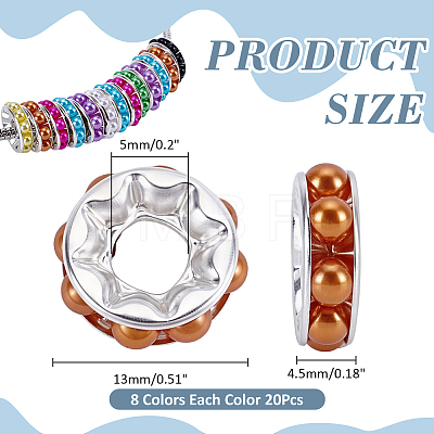 160Pcs 8 Colors Brass European Beads KK-PH0015-46-1