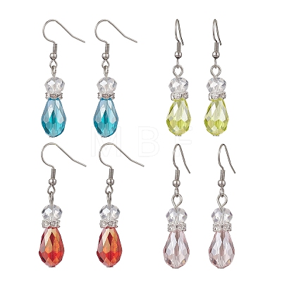 Teardrop Electroplate Glass Dangle Earrings EJEW-JE06796-1