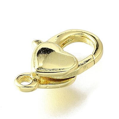 Heart Brass Lobster Claw Clasps KK-V007-20G-1