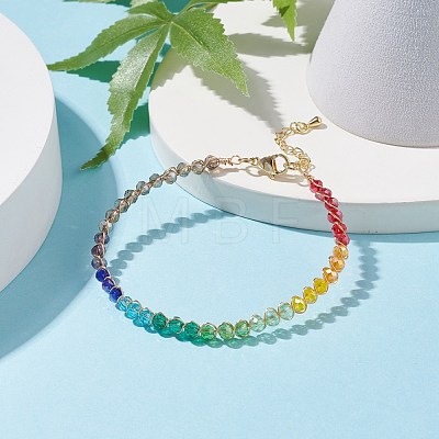 Glass Braided Anklet AJEW-AN00493-1