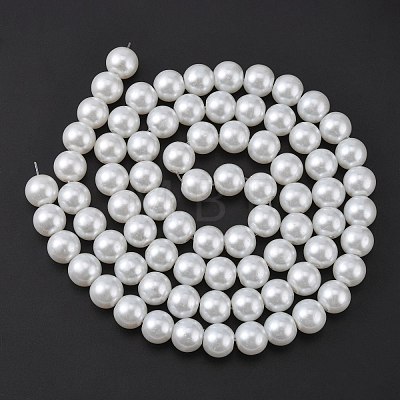 White Glass Pearl Round Loose Beads For Jewelry Necklace Craft Making X-HY-10D-B01-1