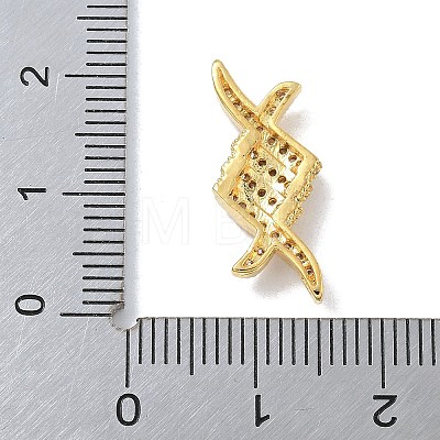 Rack Plating Brass Clear Cubic Zirconia Rhombus Connector Charms KK-A234-069G-1