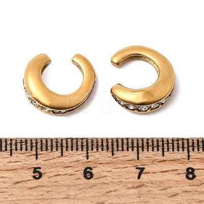 304 Stainless Steel Rhinestone Cuff Earrings for Women EJEW-A165-01G-1