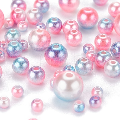 497Pcs 5 Style Rainbow ABS Plastic Imitation Pearl Beads OACR-YW0001-07A-1
