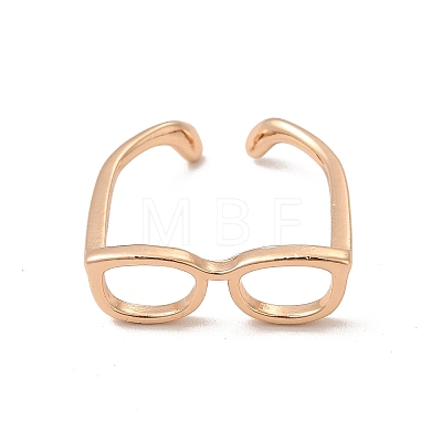 Brass Glasses Frame Open Cuff Ring for Women X-RJEW-F140-140KCG-1