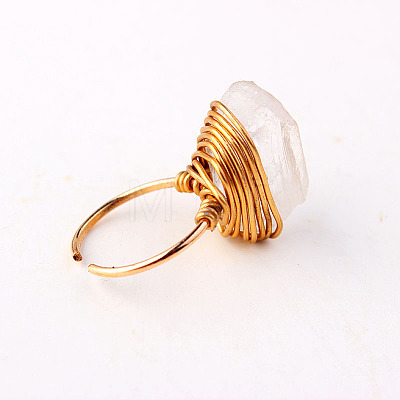 Nuggets Iron with Natural Crystal Quartz Cuff Rings FS-WG6A0B3-04-1