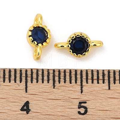 Brass Cubic Zirconia Flat Round Connector Charms KK-H204-02G-03-1