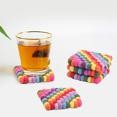 Round Wool Felt Ball Coasters AJEW-WH20020-151B-1