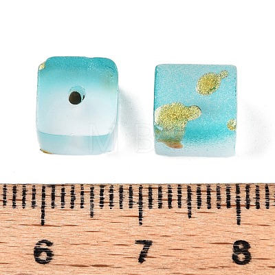 Frosted Glass Beads with Golden Glitter Powder DGLA-NH001-8mm-01C-1