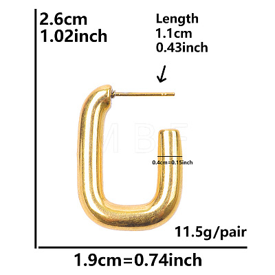 Irregular C Shape Stainless Steel Hoop Earrings for Women NX3649-4-1
