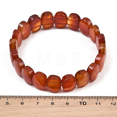 Natural Carnelian Oval Beaded Stretch Bracelet G-E010-01-33-1