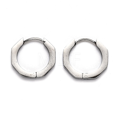 304 Stainless Steel Octagon Huggie Hoop Earrings STAS-J033-04B-P-1