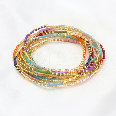 5Pcs 5 Colors Bohemian Color Glass Seed Beaded Stretch Bracelet Sets for Women Elegant Casual Jewelry Gift ES9222-1-1