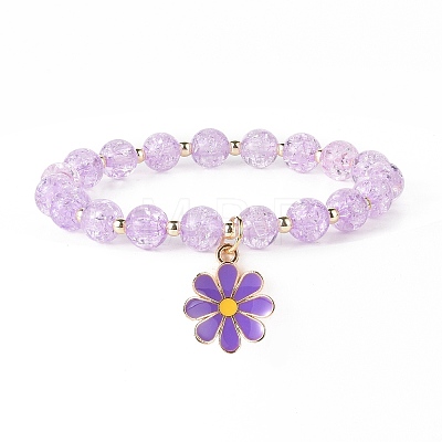 Alloy Enamel Flower Charm Bracelets BJEW-JB09046-1