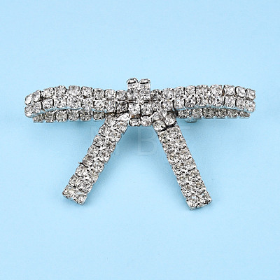 Crystal Rhinestone Bowknot Lapel Pin JEWB-T002-20S-1