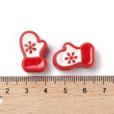 Christmas Decorations Theme Opaque Acrylic Bead with Enamel OACR-Z021-01E-1