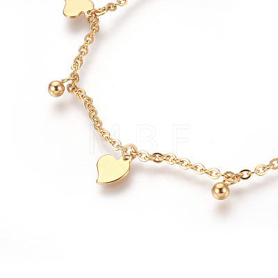 304 Stainless Steel Charm Anklets AJEW-O028-01G-1