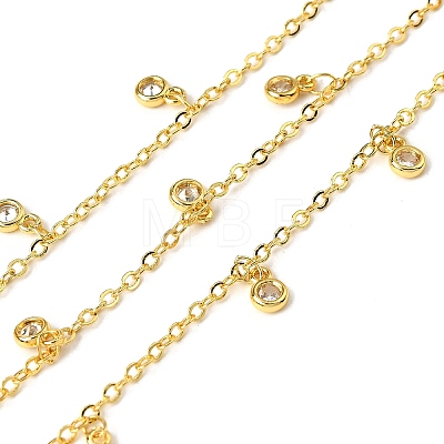 Brass Cubic Zirconia Cable Chains CHC-H112-02G-02-1