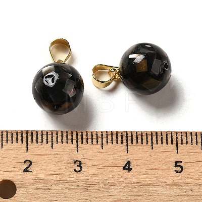 Natural Black Lip Shell Dyed Round Charms SSHEL-H071-01G-01-1