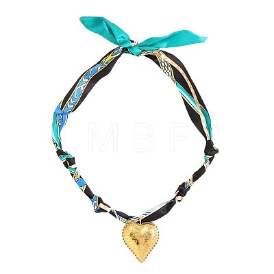 304 Stainless Steel Embossed Human Face Heart Pendant Scarf Necklaces for Women WGB9B2C-01-1