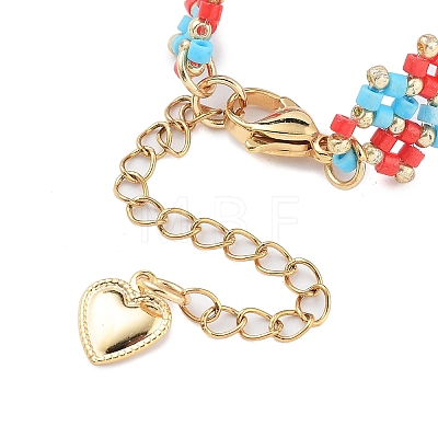 Rhombus Woven Glass Beaded Bracelets for Women BJEW-MZ00110-01-1