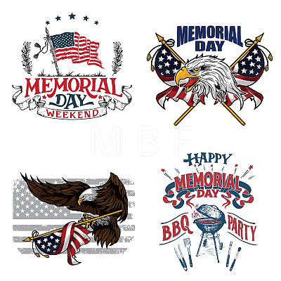 8Pcs 4 Styles Memorial Day Self Adhesive Waterproof PVC Stickers DIY-WH0311-042-1