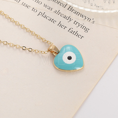 Bohemian Vintage Evil Eye Heart-shaped Alloy Enamel Pendant Lockbone Necklaces for Women SH6817-3-1