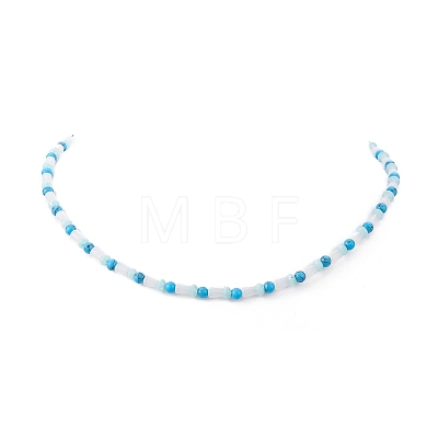 Glass Mushroom & Mixed Natural Gemstone Beads Necklaces NJEW-JN04286-1