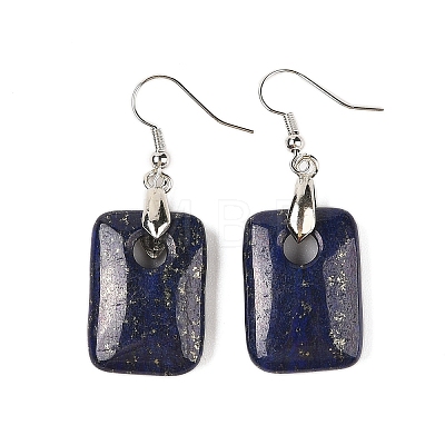 Natutal Dyed Lapis Lazuli Dangle Earrings EJEW-F343-E07-1