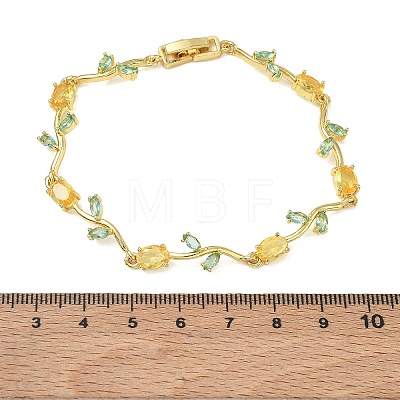 Brass Glass Flower Link Chain Bracelets KK-CBA7DFA-01G-10-1