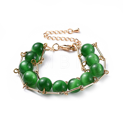 Brass Bar Link Chain Bracelets BJEW-JB04505-1